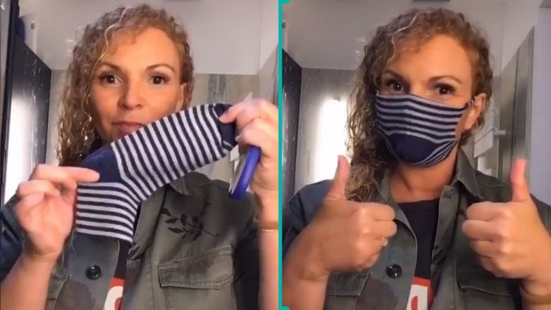 Woman shares nifty trick of how to make a no-sew face mask out of a sock