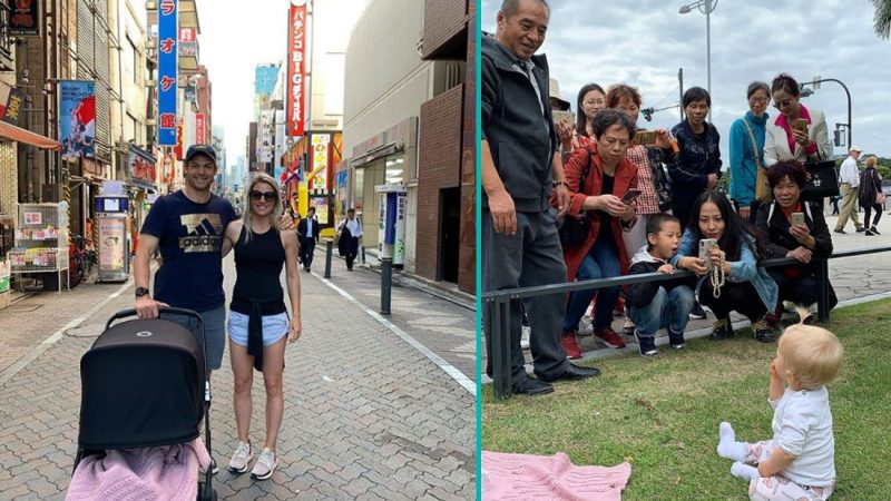 Gemma McCaw shares gorgeous photo of her daughter being swarmed by Japan locals