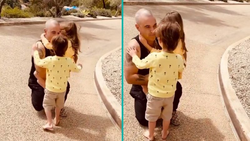 Robbie William’s wife posts emotional vid of him reuniting with kids after 3 weeks quarantine