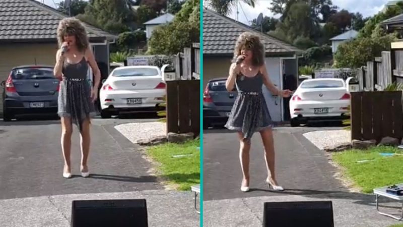 Kiwi Tina Turner impersonator performs another incredible driveway concert