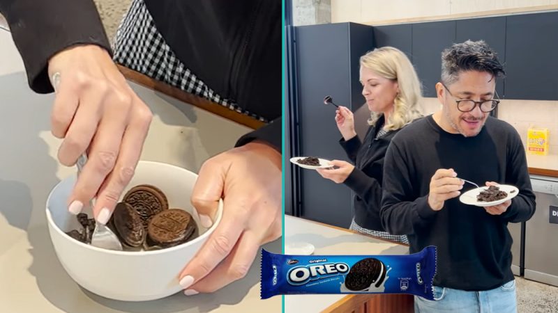 oreo crushed, rob and jeanette eating oreo pudding