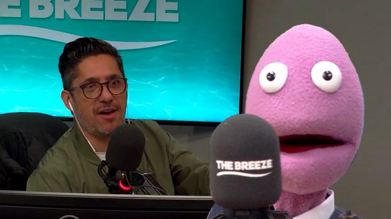 Comedian Randy Feltface tries to take Robert Rateke's job on The Breeze