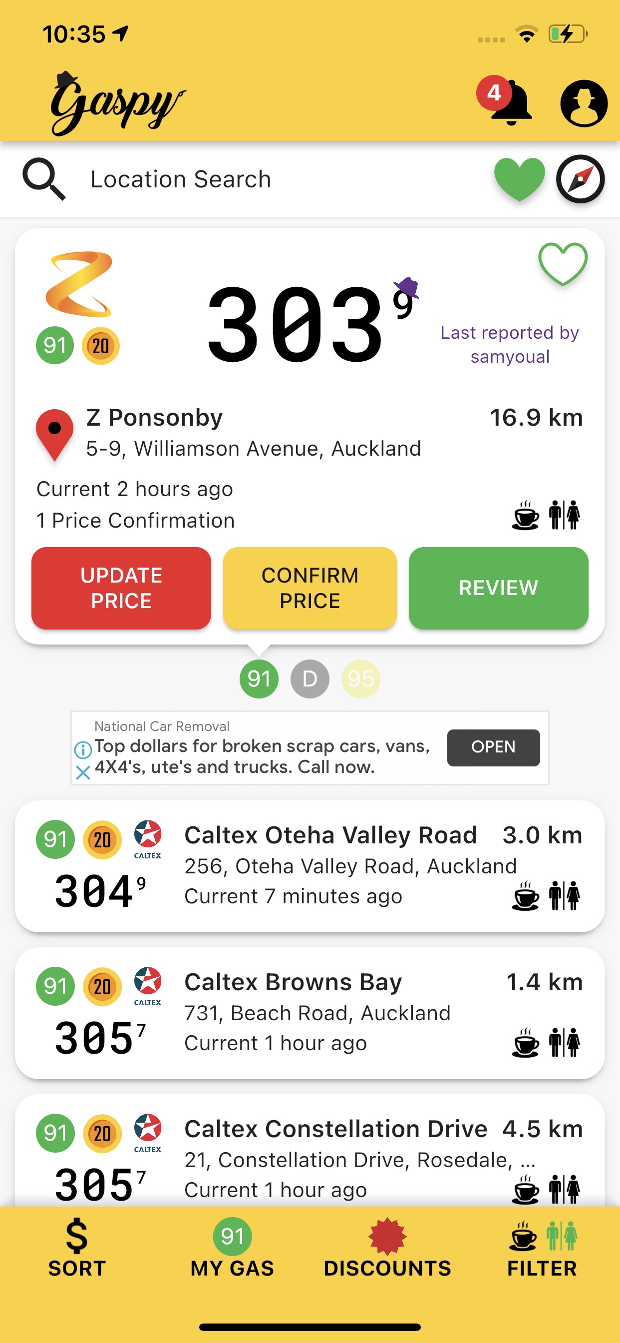 New Zealand app 'Gaspy' shows the cheapest petrol in your area