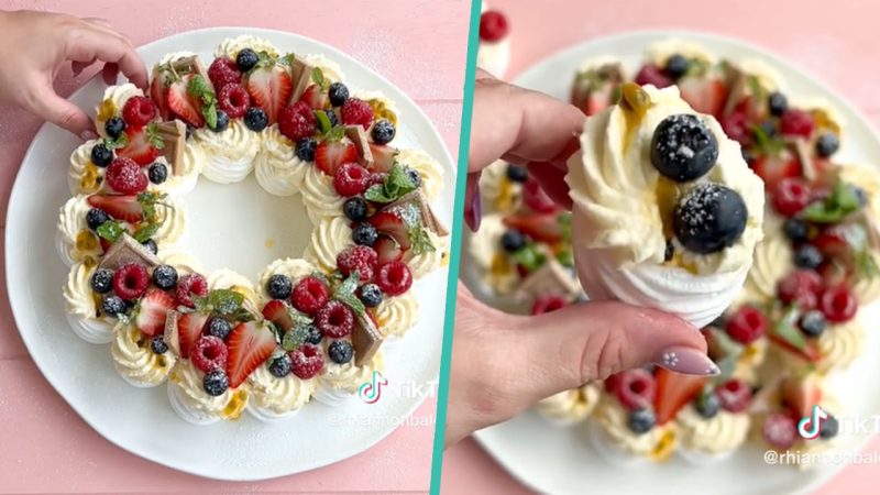Kiwi woman shares her 'perfect stress-free' meringue wreath dessert recipe