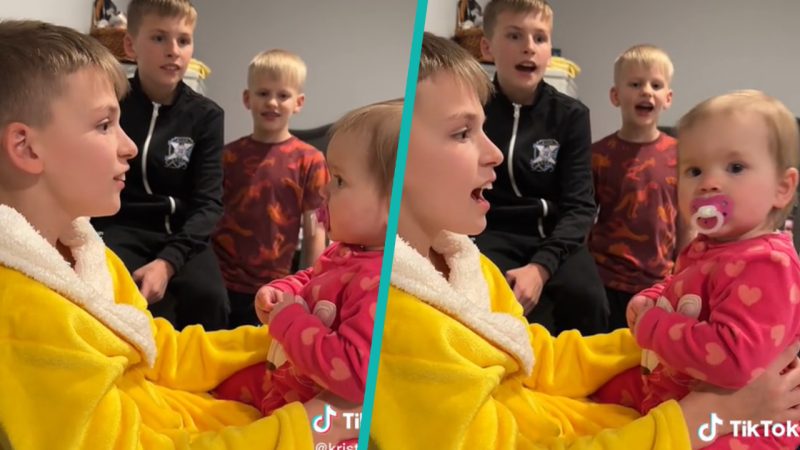 Sweet video of three brothers singing 'Africa' by Toto to baby sister goes viral