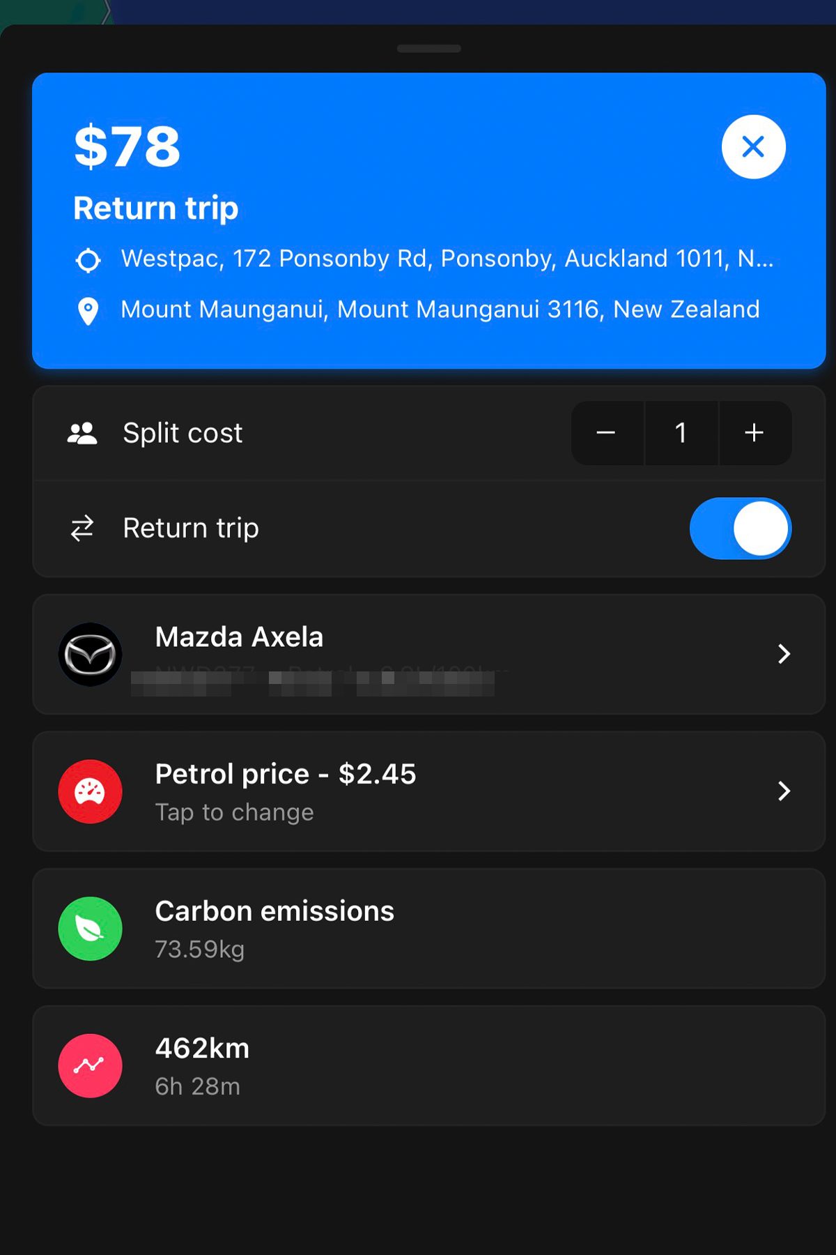New Zealand app easily shows you how much it'll cost for petrol from location A to B